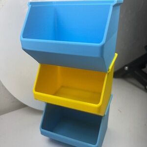 3 bins stackable medium size bins to organize jewelry - nails warehouse etc New
